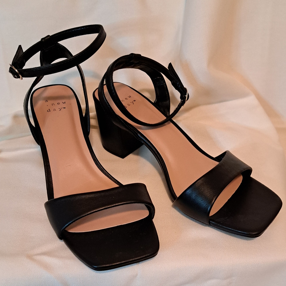 A New Day Black Block Heel Sandals
